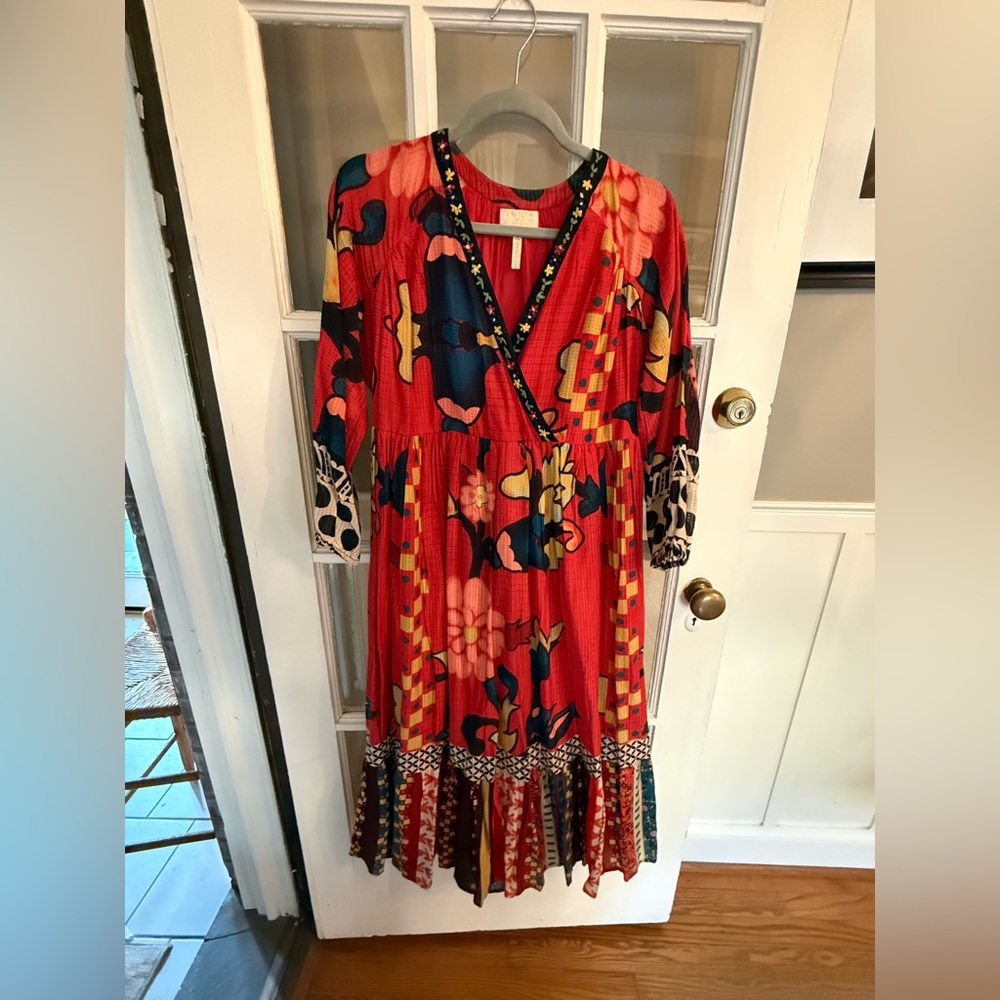ANTHRO Vintage Verb Vibrant Multicolor Women's Dress Sz 8